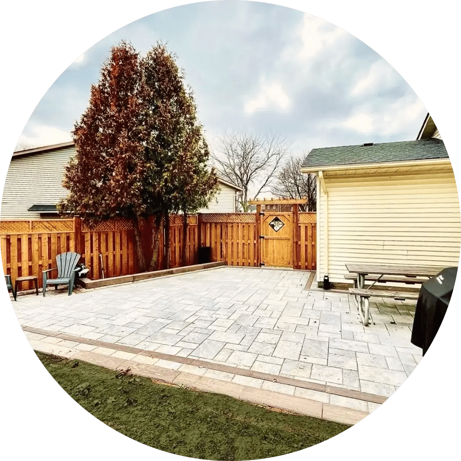 Outdoor Landscape Yard With Fence